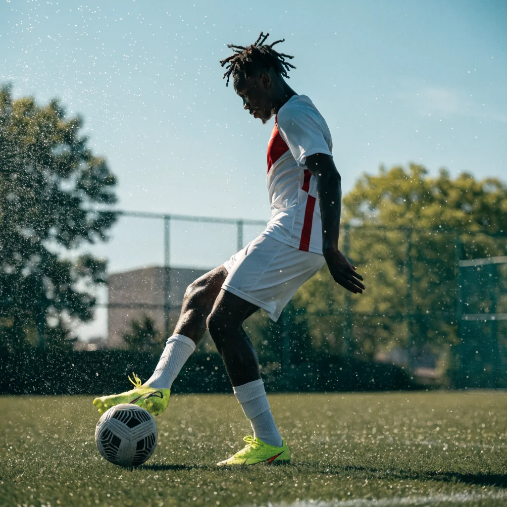 Calciatore controlla il pallone