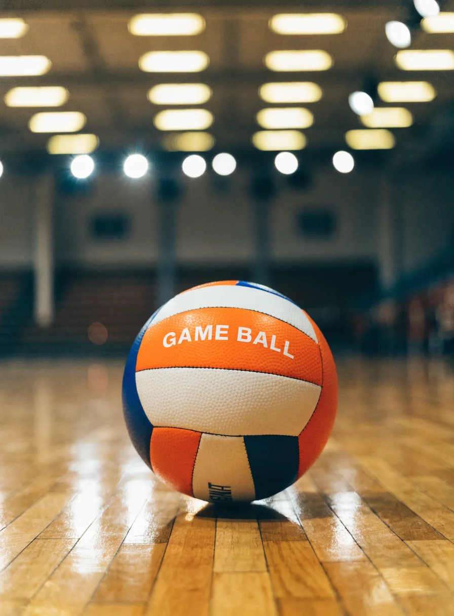 Pallone da pallavolo in primo piano su parquet