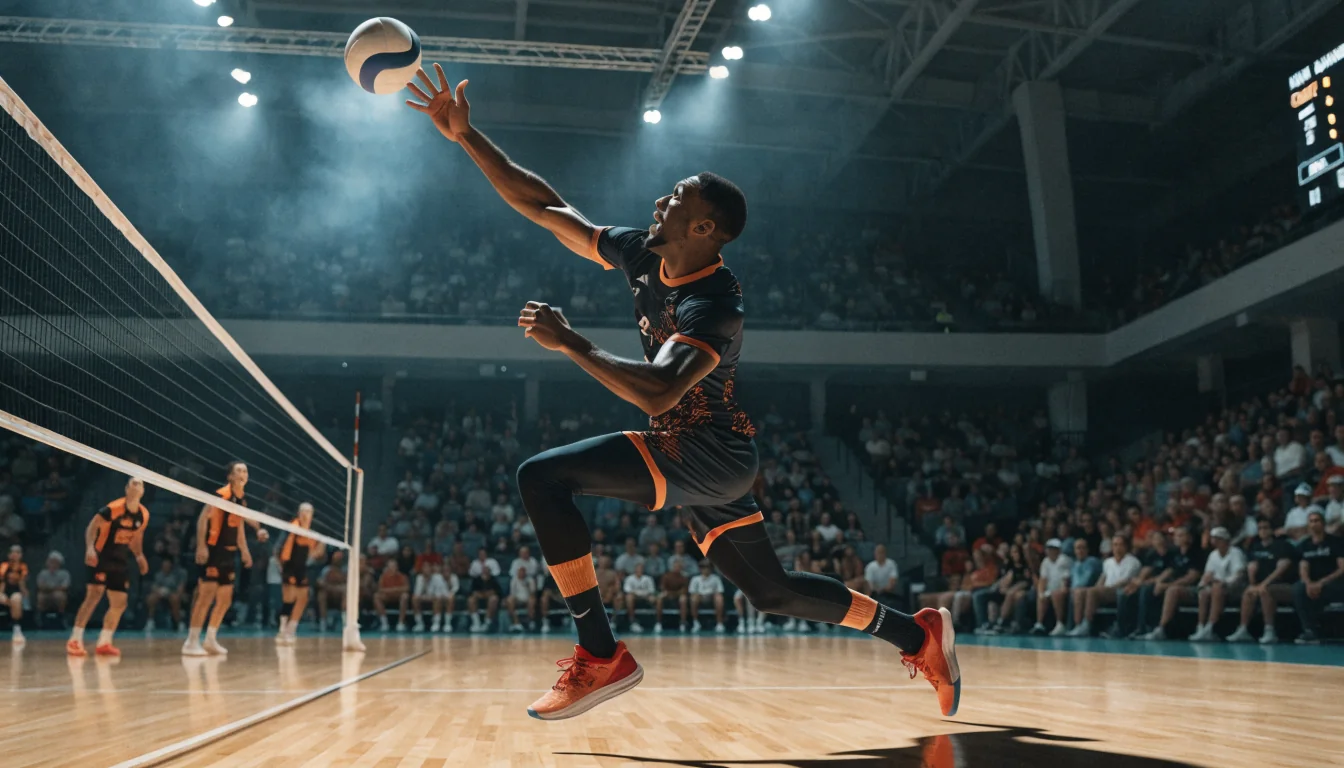 Pallone da pallavolo professionale in azione in palestra
