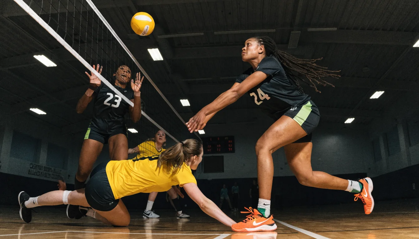 Pallavolo in azione in palestra